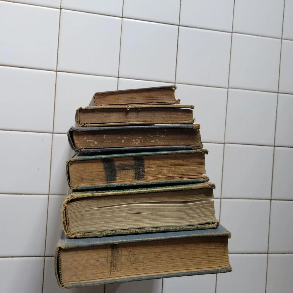 Vintage 6 Blue Book Set Lot Staging Decor‎ Retro Prop Shelf Mantle Centerpiece
